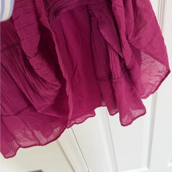 NWT Sundance Women’s Aisha Dress Tiered Magenta Purple L Peasant Cottagecore - Picture 7 of 12